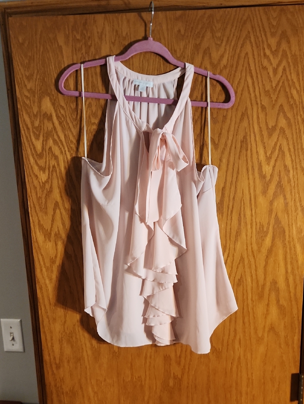 New York & Company Light Pink Ruffle Tie-Neck Camisole Size Xxl
